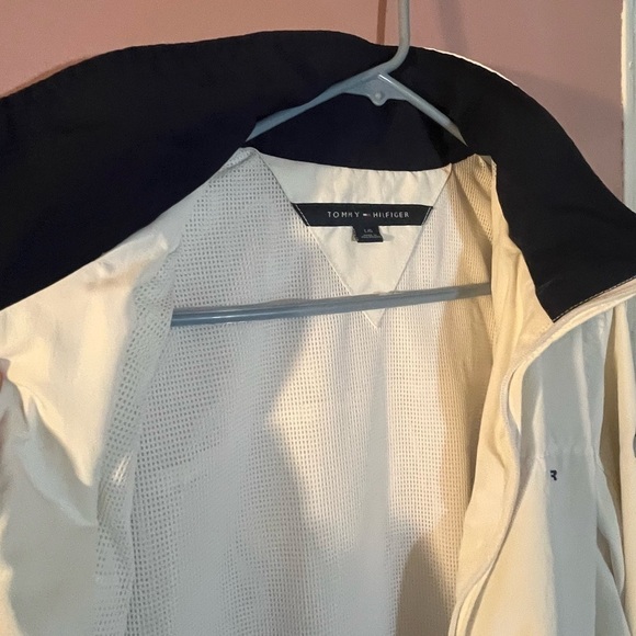 Tommy Hilfiger windbreaker retro full zip hooded jacket off white/white Large - Picture 6 of 14